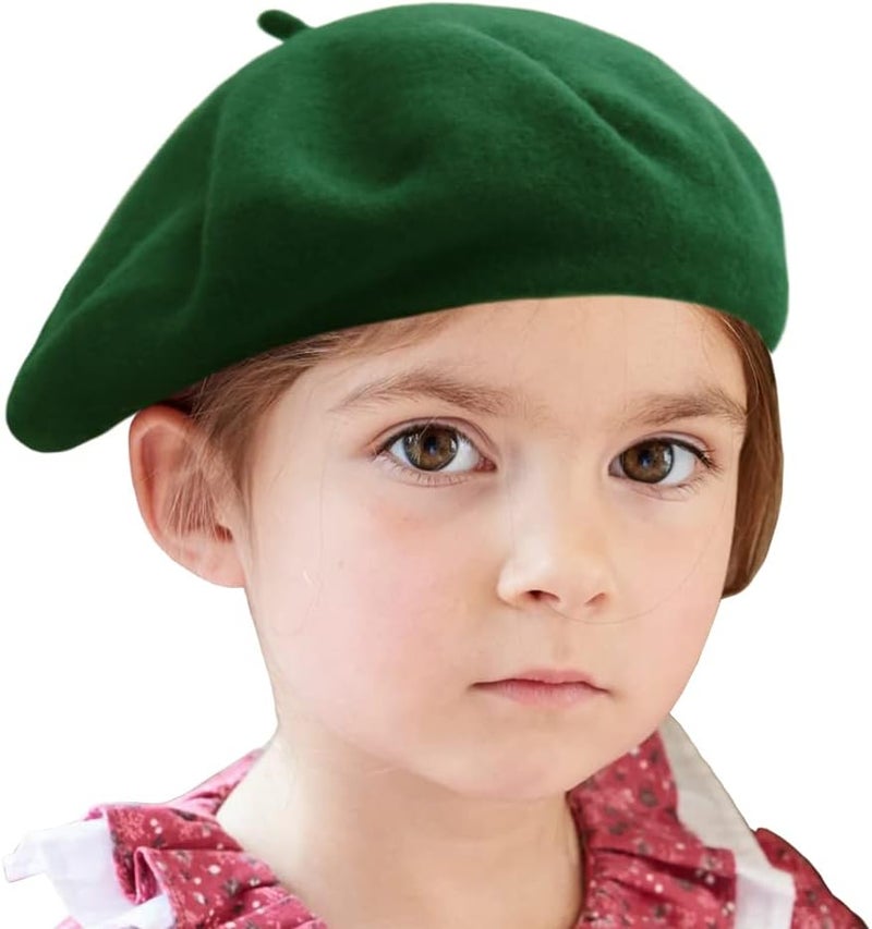 Wheebo Berets for Kids Wool French Beret Hats Artist Painter Hats for Little Girls Boys Solid Color Style - Image 1